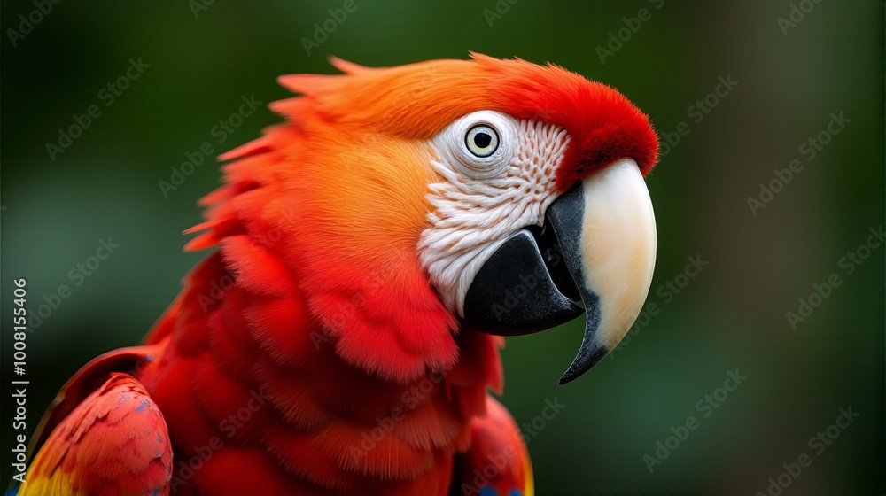 Close Up of a Scarlet Macaw Showcasing its Vibrant Feathers Close Up of a Scarlet Macaw Showcasing its Vibrant Feathers