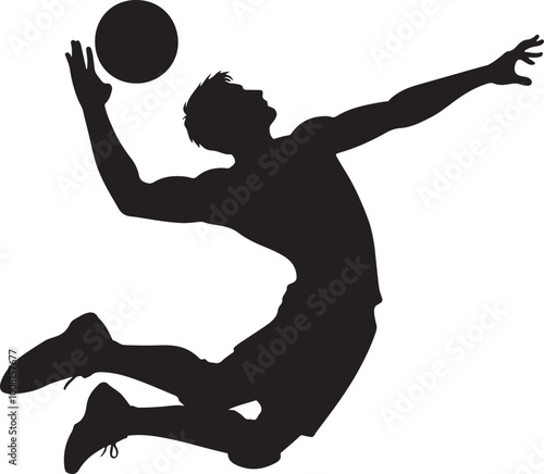 silhouette of man volleyball player vector illustration isolated on transparent background