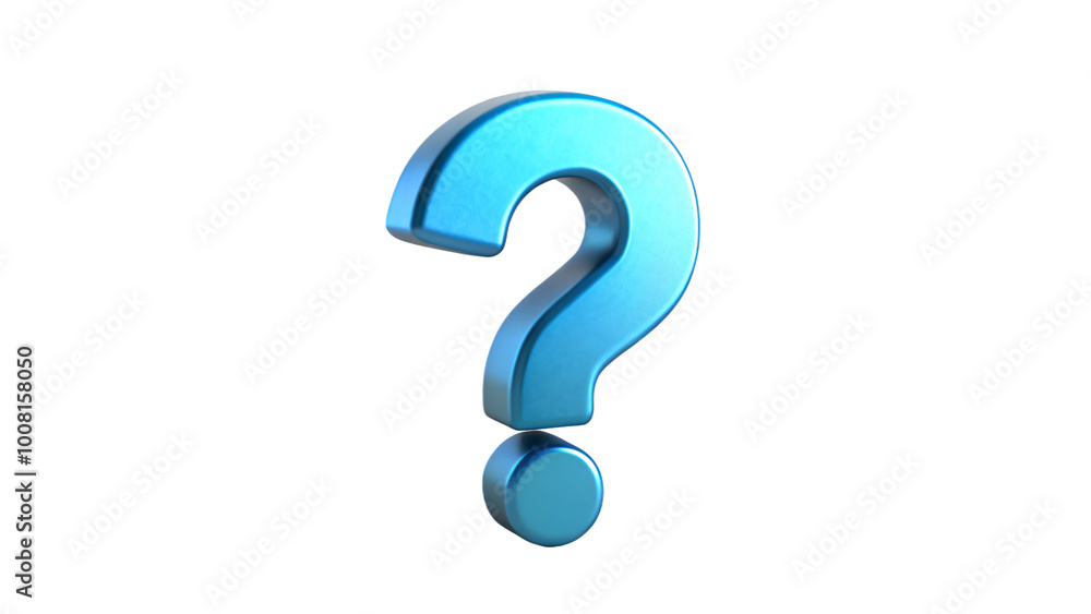Blue 3D question mark symbol isolated on white background, perfect for FAQ or help button design Blue 3D question mark symbol isolated on white background, perfect for FAQ or help button design