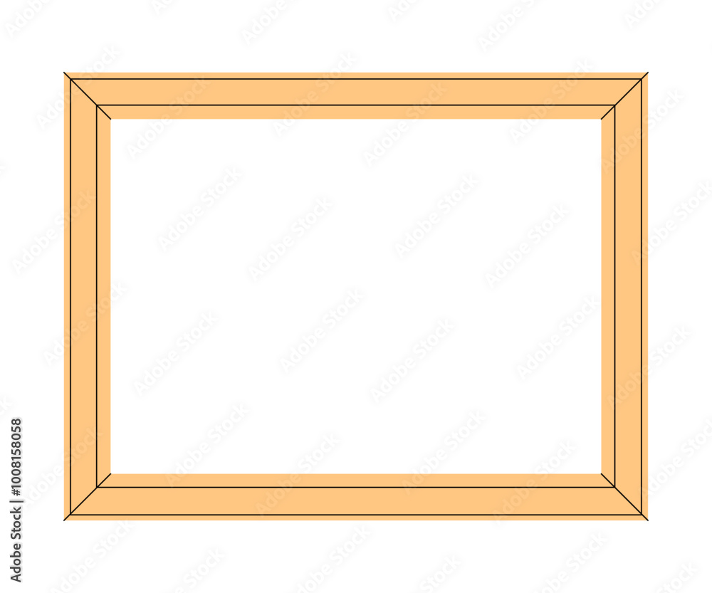 Golden ornamented frame. Place for portraits, landscapes and still lifes. Expensive framing for a mirror, painting or photograph. Place for text. Flat vector illustration.