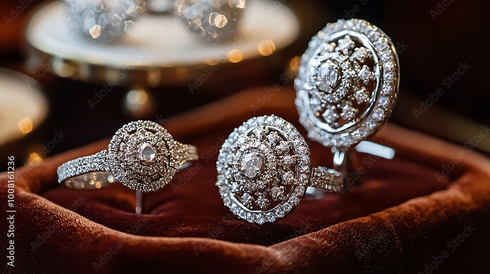 Diamond Rings on Red Velvet Diamond Rings on Red Velvet