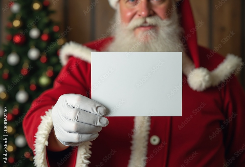 Santa Claus holding a blank card Santa Claus holding a blank card