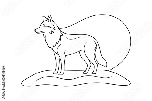 Stunning Wolf Line Art Vector photo