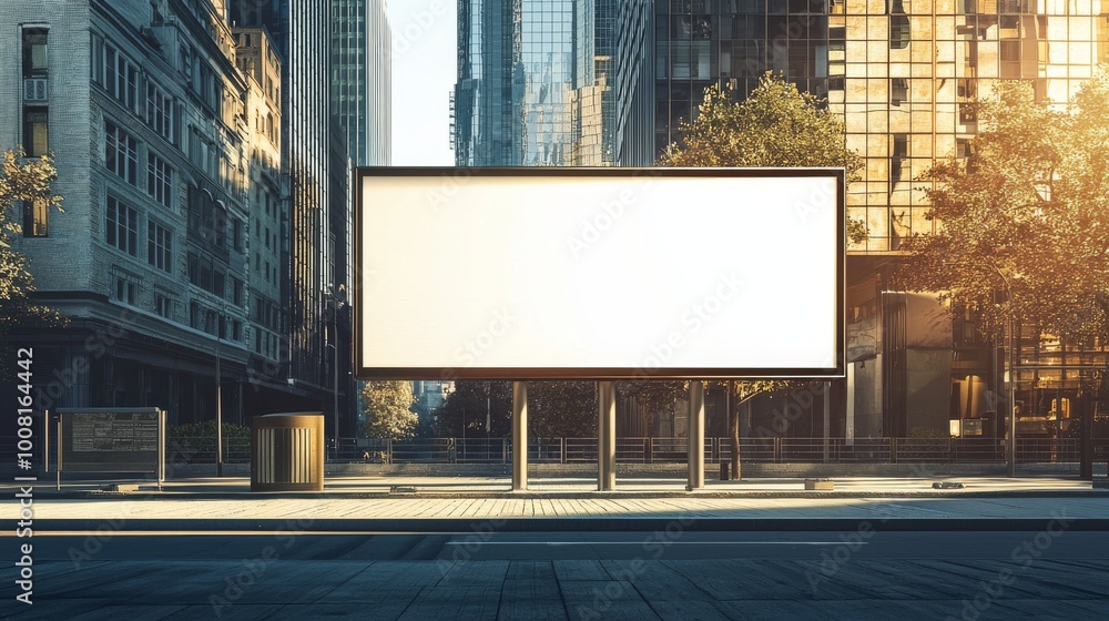 Blank Billboard Mockup in Cityscape with Sunlight Blank Billboard Mockup in Cityscape with Sunlight