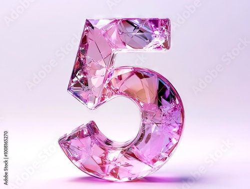 A pink diamond number five on a purple background photo