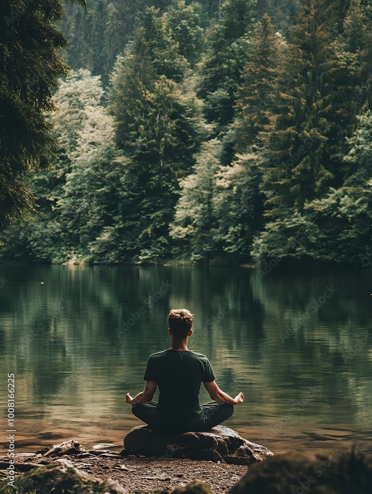 Meditation in Serene Forest Lakeside Retreat Meditation in Serene Forest Lakeside Retreat