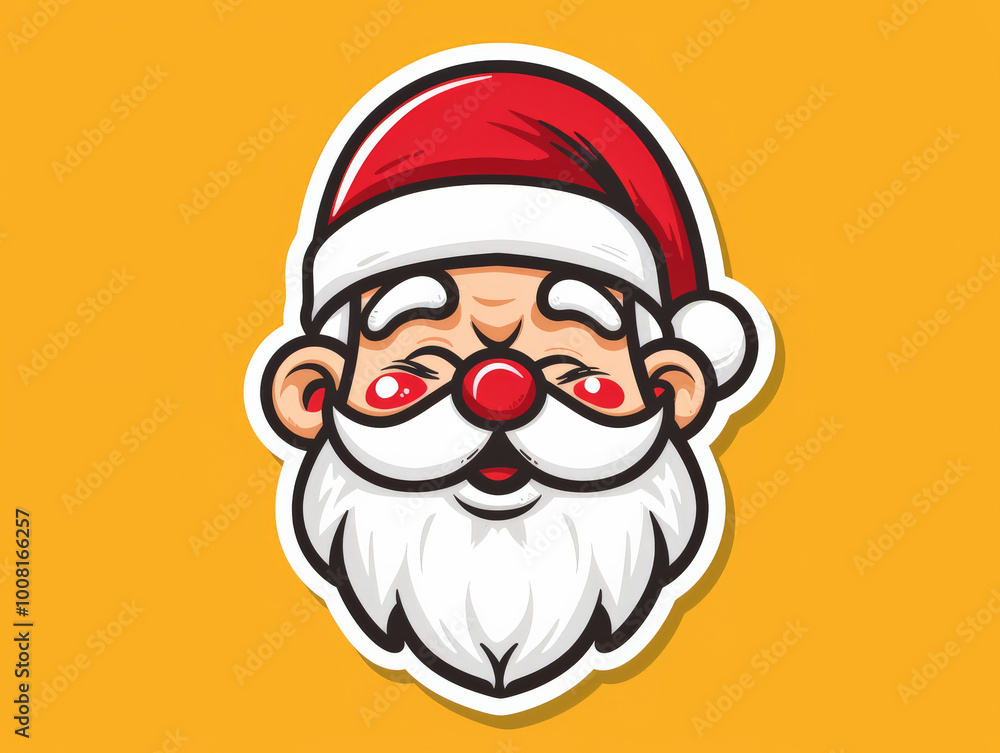 Santa Claus sticker art with bold outlines and cheerful expression Santa Claus sticker art with bold outlines and cheerful expression