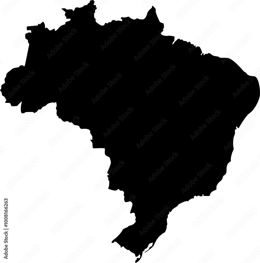 Fototapeta premium Map of Brazil Silhouette Vector Illustration. Brasil Country Maps with Transparent Background