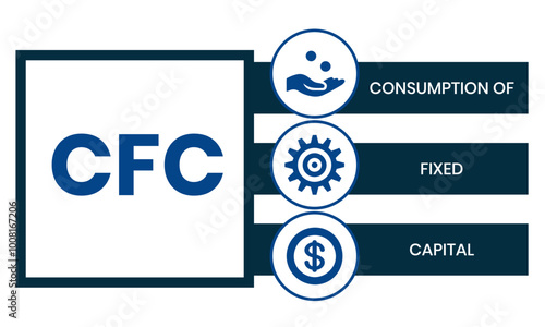 CFC - Consumption of fixed capital. business concept. Vector infographic illustration for presentations, sites, reports, banners	