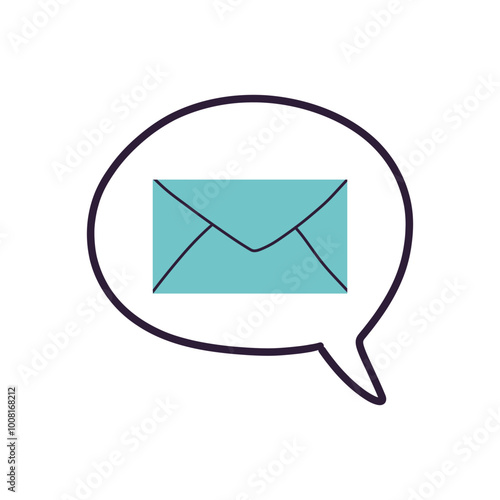 Cartoon white bubble with email notice. flat simple style trend modern  e-mail logotype graphic design isolated on blue background. concept of you got mail and full inbox or mailbox symbol