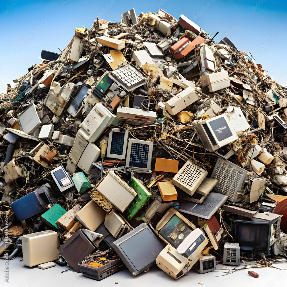 pile of e waste isolated pile of e waste isolated