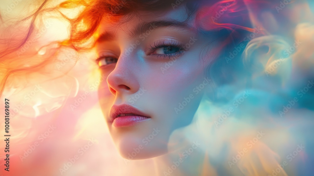 Woman's Face with a Soft, Abstract Background Woman's Face with a Soft, Abstract Background