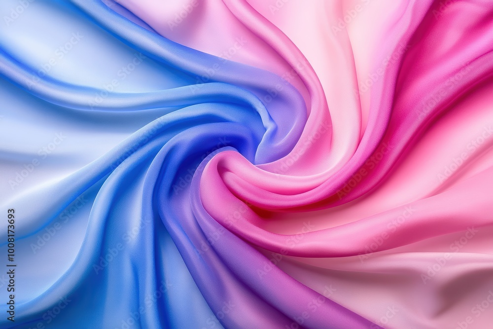 Fototapeta premium Colorful swirl of silky fabrics in pink blue shades