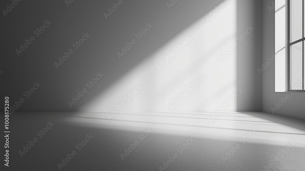 Minimalist Empty Room with Window Light and Grey Floor Minimalist Empty Room with Window Light and Grey Floor