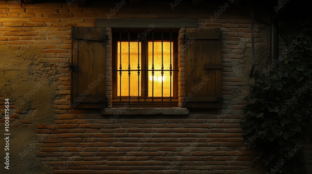 Warm candlelight glow cozy rustic window at night Warm candlelight glow cozy rustic window at night