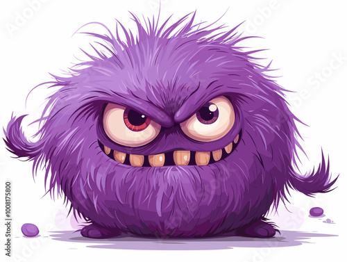 A purple monster with a big mouth and angry eyes. It looks like it's about to bite someone