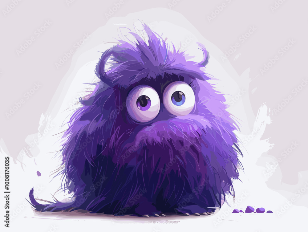 Obraz premium A purple monster with a big mouth and angry eyes. It looks like it's about to bite someone