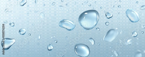Wallpaper Mural Vector Realistic Water Drops Illustration for Poster,water drops on light blue surface,Blue water bubbles,Blue background with water drops,Advertisement Background,Macro photo of water drops. Torontodigital.ca