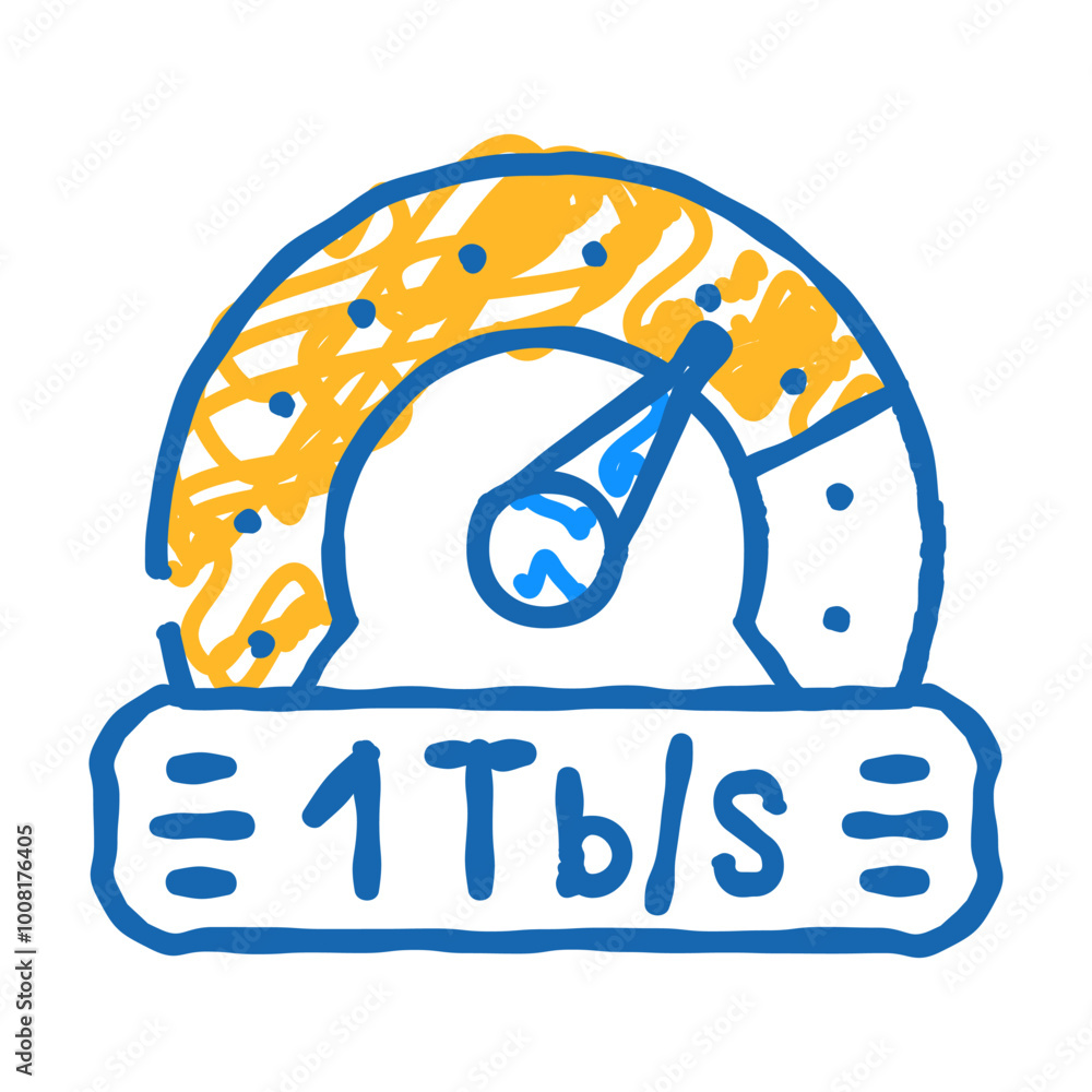 Terabyte Sign terabyte internet speed future technology doodle icon sketch vector ...