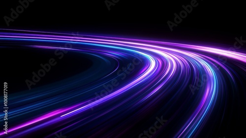 Abstract Purple and Blue Light Trails on Black Background