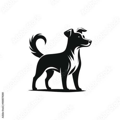 Wallpaper Mural dog vector illustration silhouette black and white color Torontodigital.ca