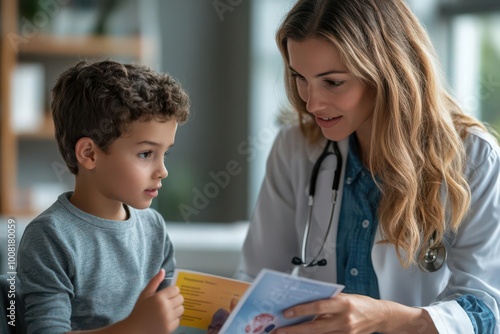 Doctor engaging with young patient, friendly interaction