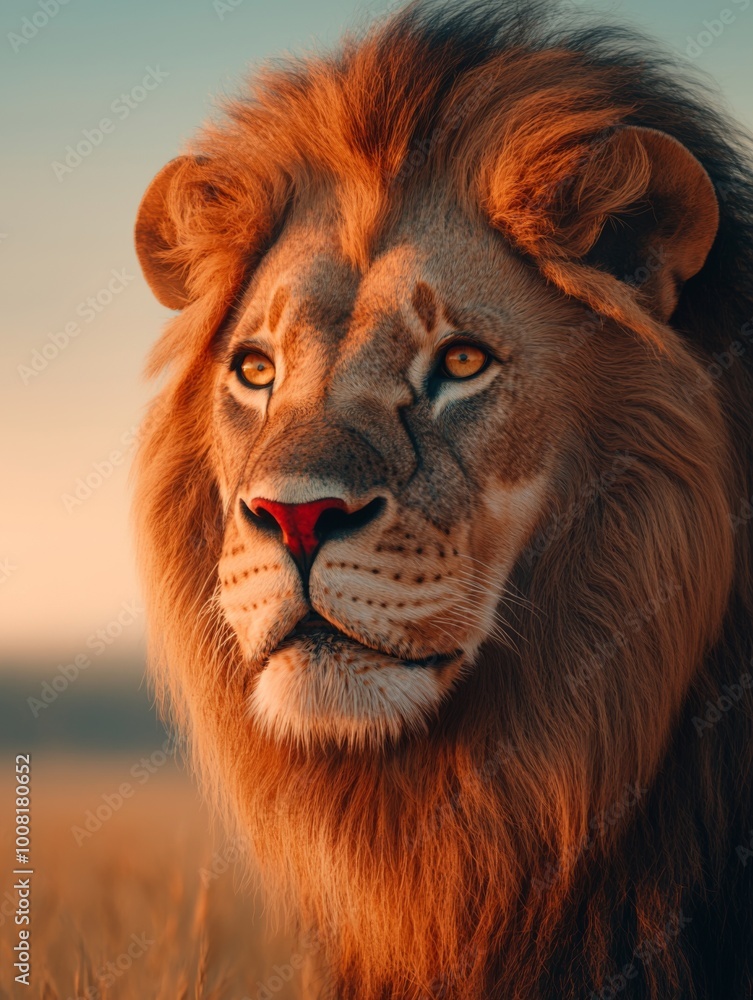 Naklejka premium Majestic Lion Portrait with Breathtaking Eyes