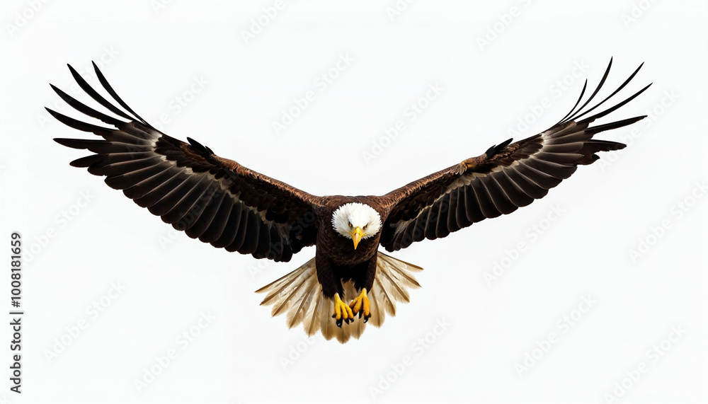 Fototapeta premium Bald eagle flying animal isolated on white background
