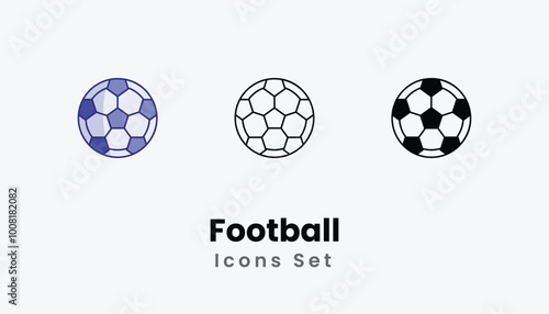Football icons vector set stock illustration