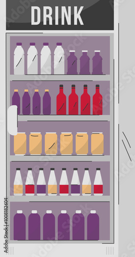 Vector Illustration of Beverage Refrigerator in Supermarket