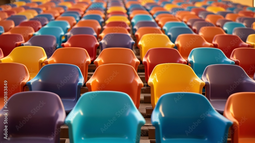 Naklejka premium Row of chairs with one odd one out