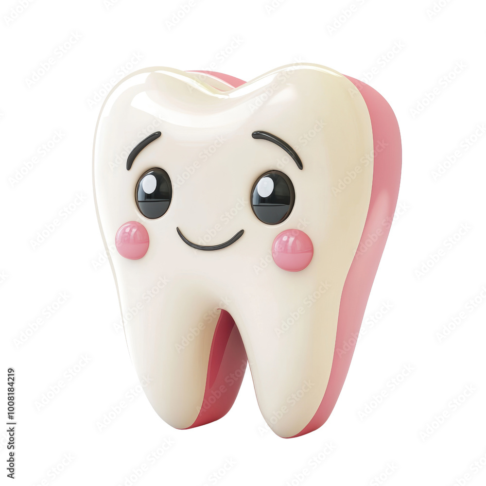Cute smiling tooth character with friendly expression and pink accents isolated on a white background, transparent background. Cute smiling tooth character with friendly expression and pink accents isolated on a white background, transparent background.