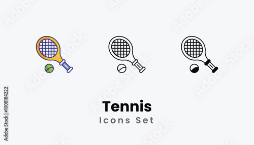 Tennis icons vector set stock illustration