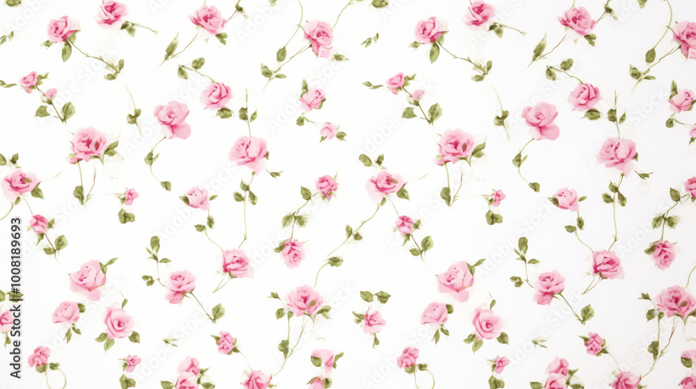seamless pattern with pink flowers, Tiny pink roses on a white background, a vintage shabby chic style pattern. seamless pattern with pink flowers, Tiny pink roses on a white background, a vintage shabby chic style pattern.