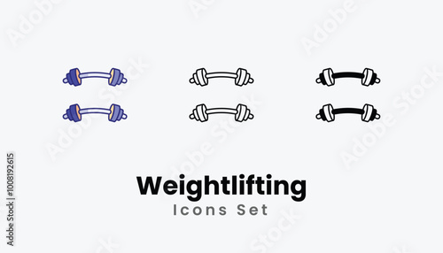 Weightlifting icons vector set stock illustration