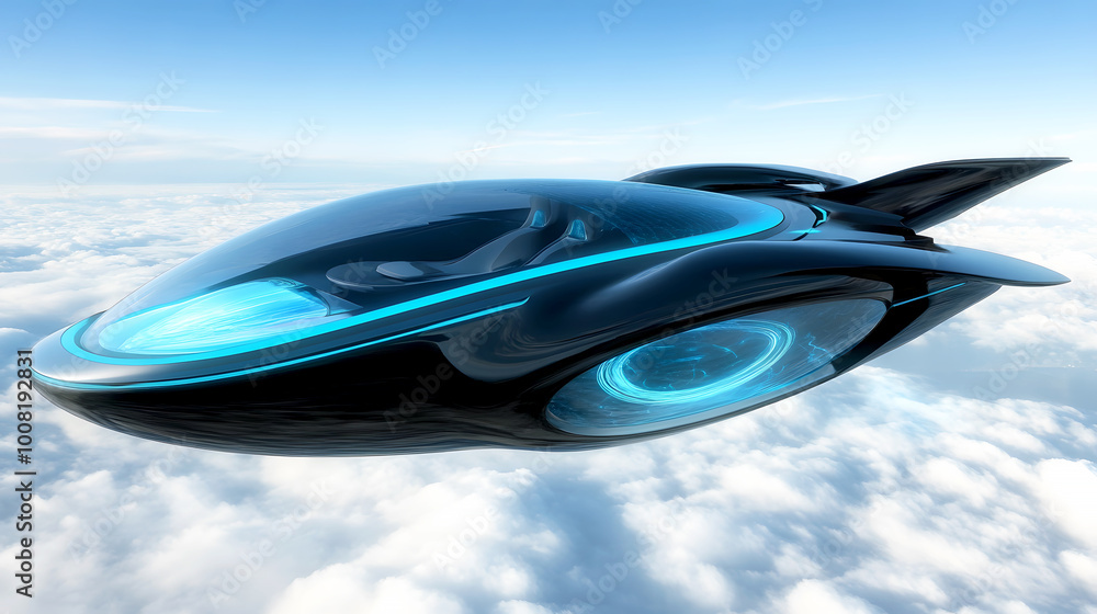 Futuristic Jet Soaring Above the Clouds Futuristic Jet Soaring Above the Clouds