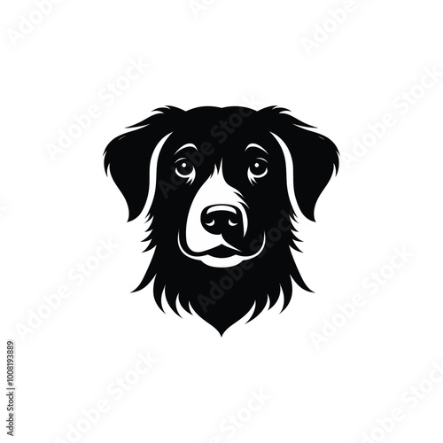 Wallpaper Mural dog head vector illustration silhouette black and white Torontodigital.ca