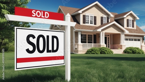 Sold Sign on Home in Suburban Midwest Real Estate Market