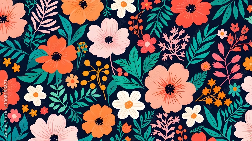 custom made wallpaper toronto digitalFloral flower  Print illustration background