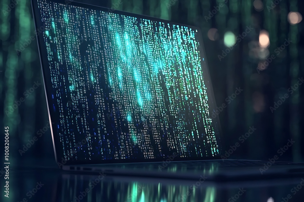AI computing revolution shown through programming code on a laptop ...
