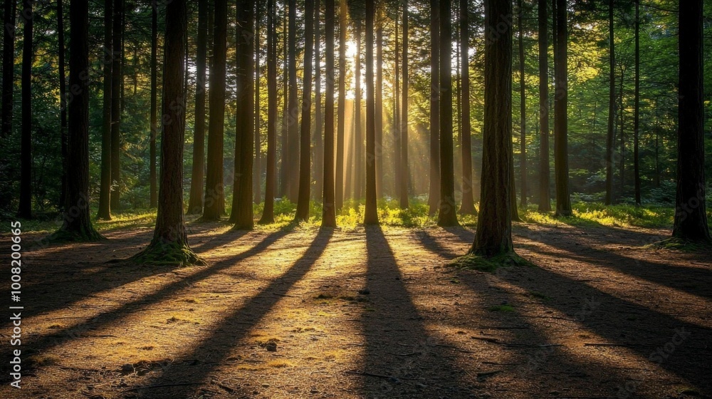 Obraz premium Enchanted Streams Through Trees in a Magical Forest