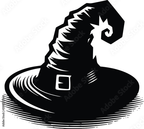 Halloween Witch hat flat silhouette for halloween decoration