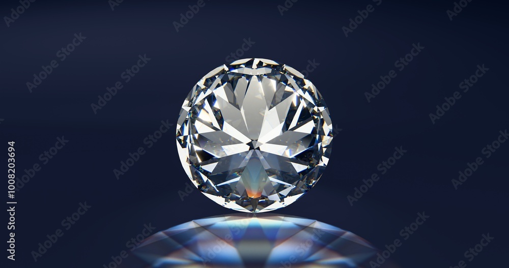 Diamond shining on reflective surface with colorful caustics rays. 3D rendering. Diamond shining on reflective surface with colorful caustics rays. 3D rendering.