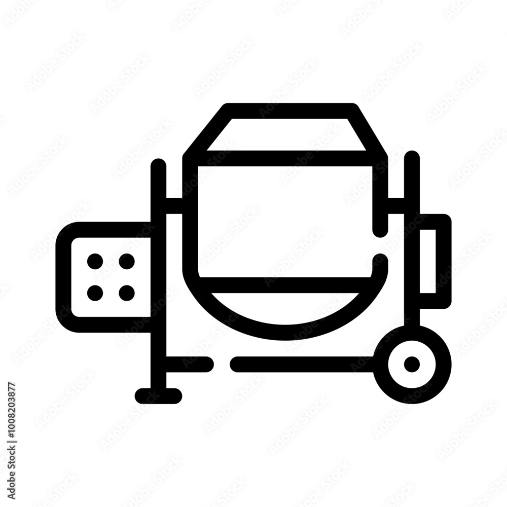 Icon Cement Mixer With Style Outline Icon Cement Mixer With Style Outline