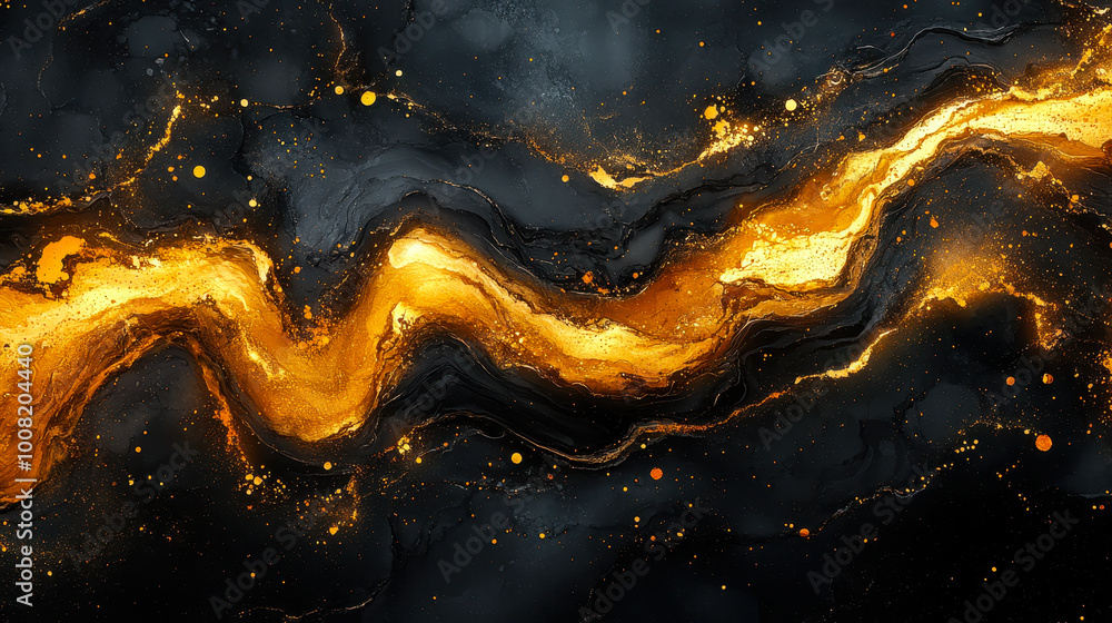 Luxurious Black and Gold Abstract Marble Texture with Fluid Ink Paint Flow, Perfect for Elegant Backgrounds and Artistic Decor Luxurious Black and Gold Abstract Marble Texture with Fluid Ink Paint Flow, Perfect for Elegant Backgrounds and Artistic Decor