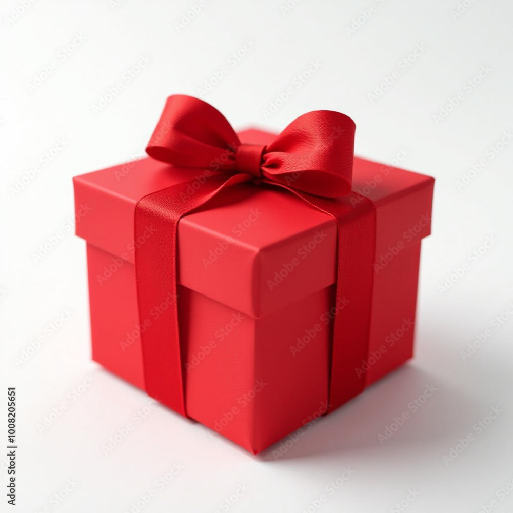 Fototapeta premium A red gift box with a bow, on a white background