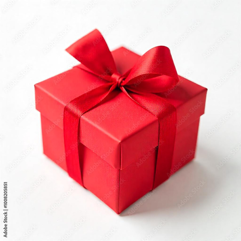 Fototapeta premium A red gift box with a bow, on a white background