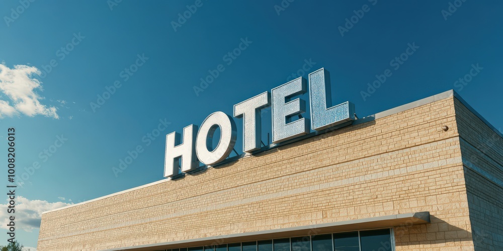 Modern Hotel Building with Clear Blue Sky Modern Hotel Building with Clear Blue Sky
