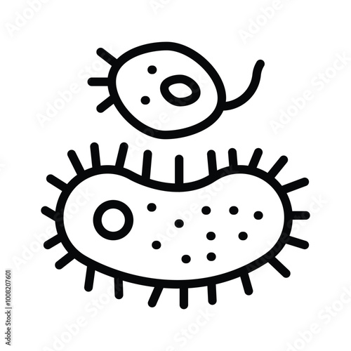 Microscopic bacteria and virus representing pathogens in microbiology