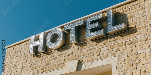 Modern Hotel Building with Clear Blue Sky photo